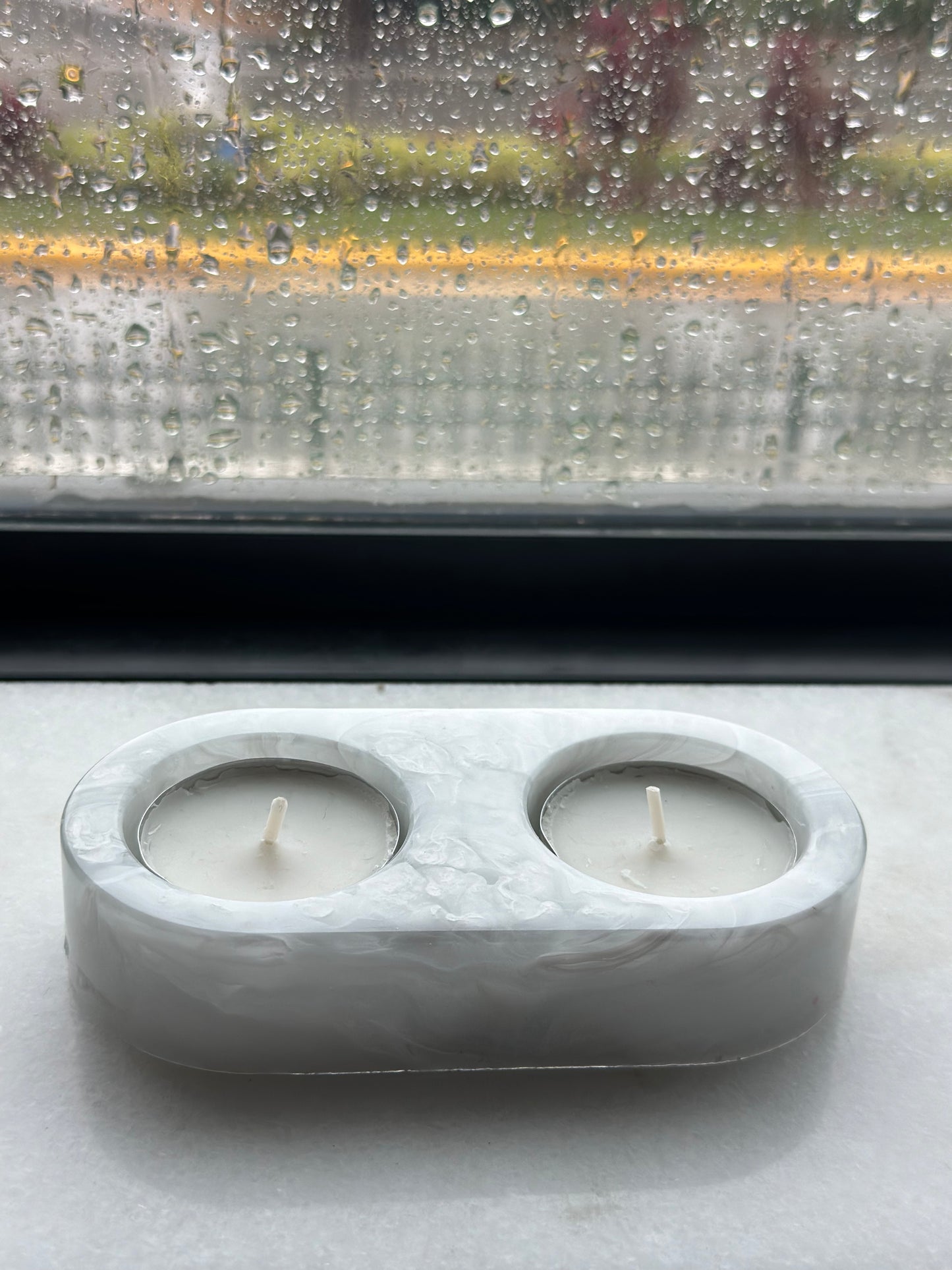 White marbled Tealight holder
