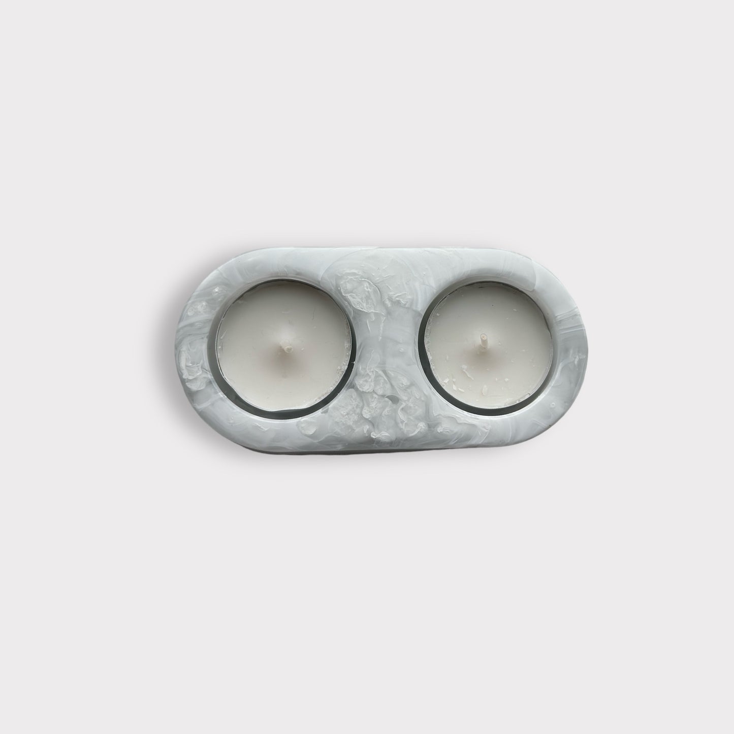 White marbled Tealight holder