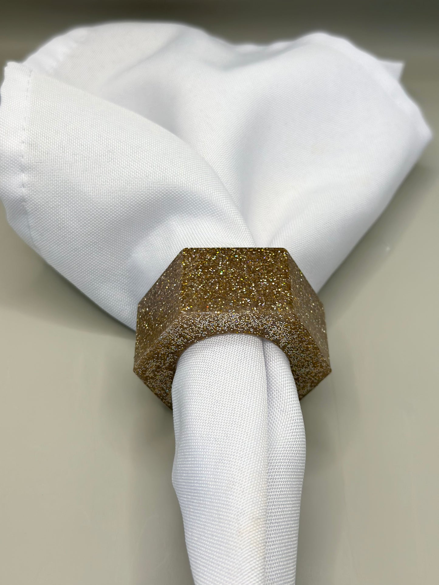 Bronzed Glitter Round Napkin Rings