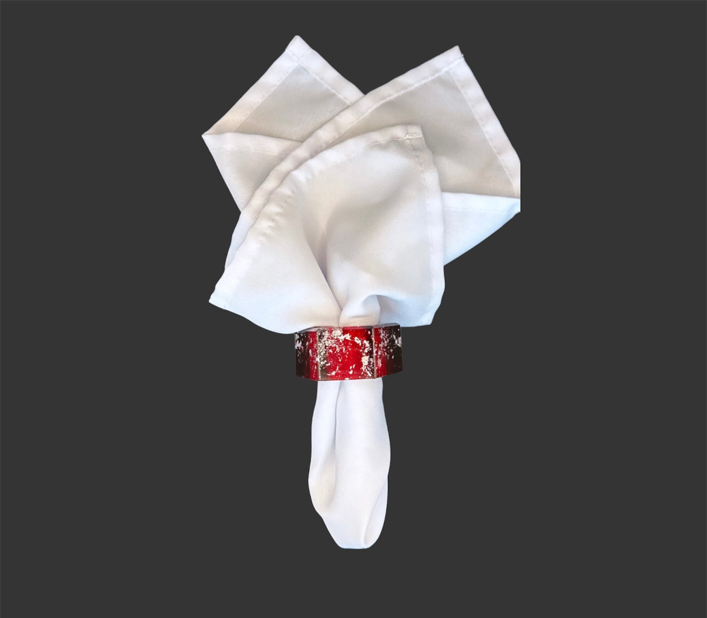 Red and Silver Flaked Hex Napkin Ring