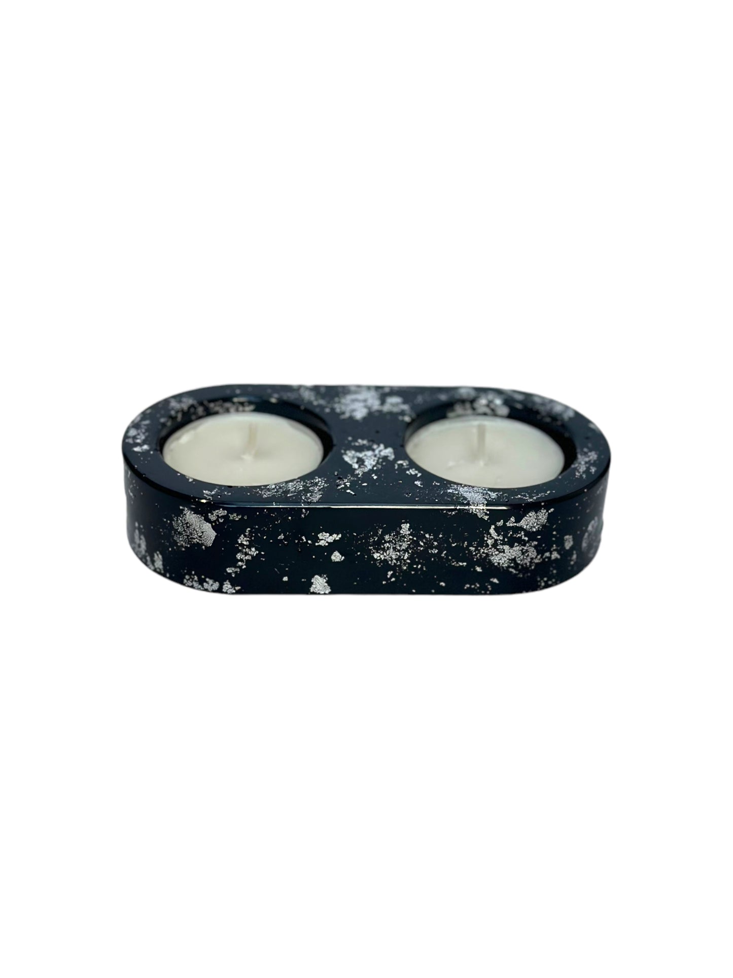 Silver flaked black Tealight holder