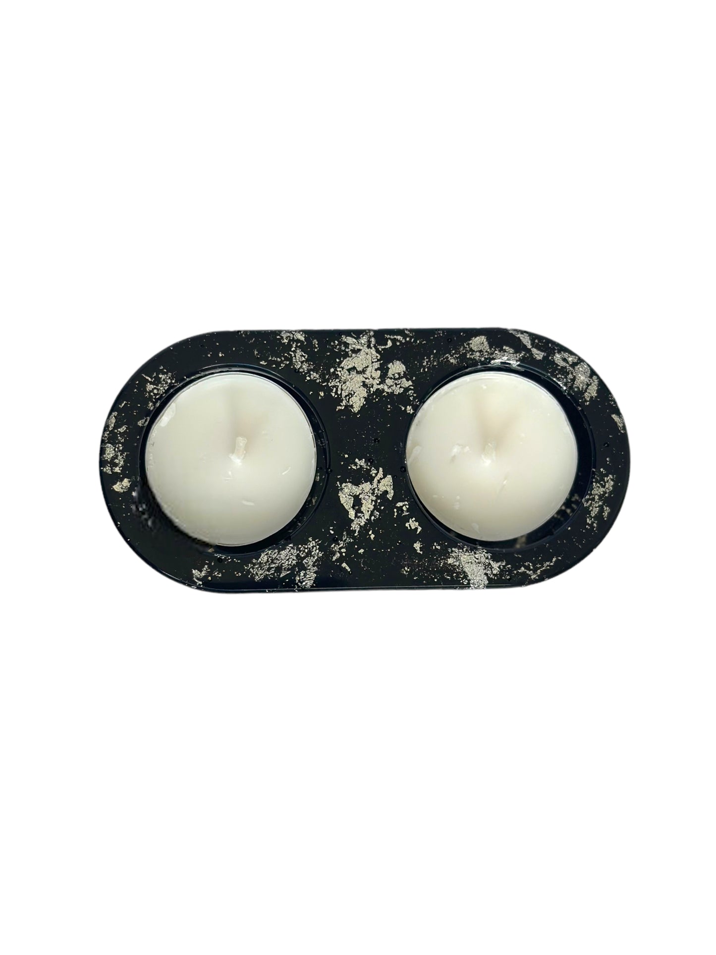 Silver flaked black Tealight holder