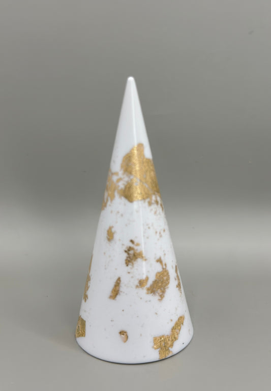 White and Gold Flaked Cone Ring Holder