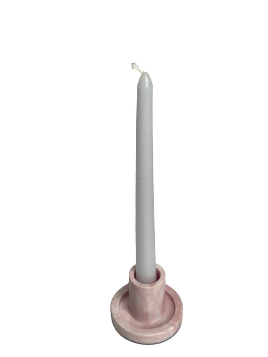 Marbled pink candlestick holder