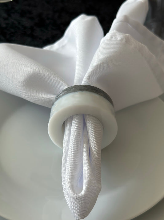 Grey white circle napkin rings