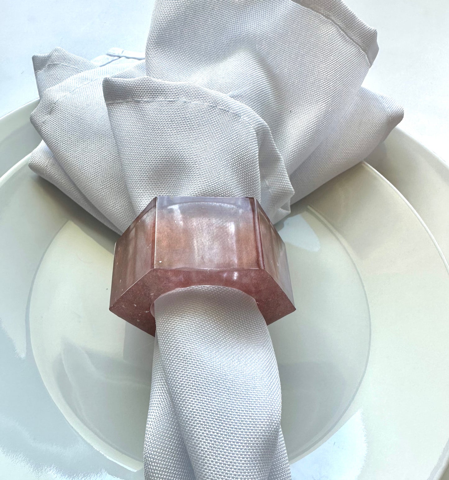 Hex Rose Gold napkin ring