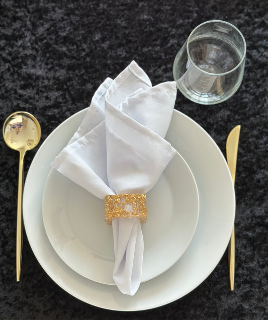 Crushed gold napkin rings